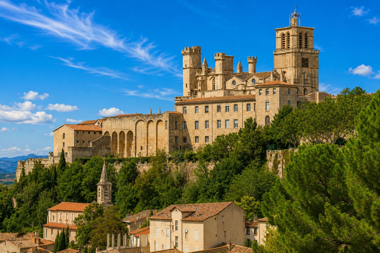 Cathédrale Saint-Nazaire perchée sur les hauteurs de Béziers
