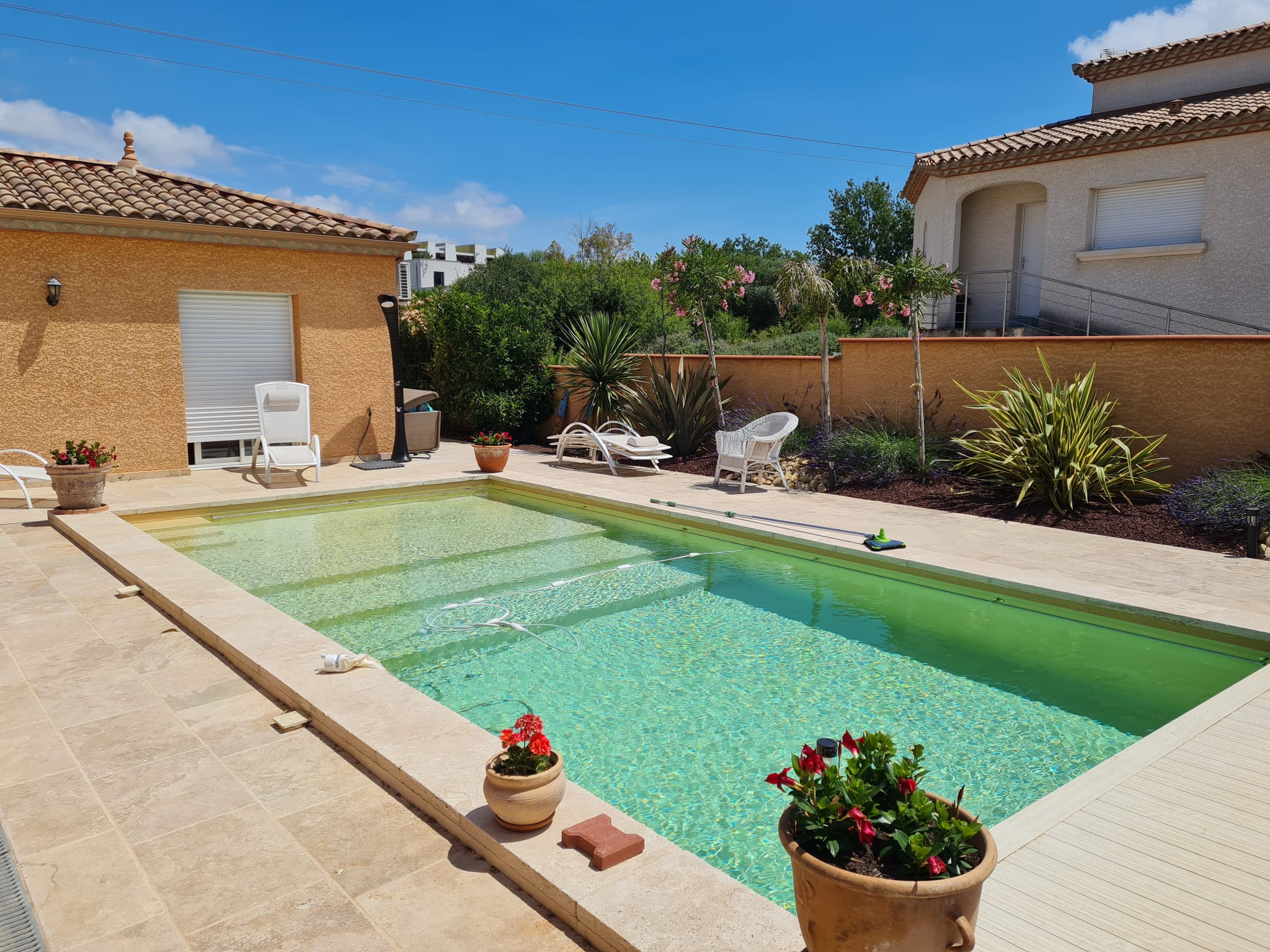 Piscine côté jardin, vue rapprochée